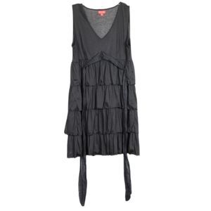 Elle Black Women's Sleeveless Short Dress Layered Tie Waist Large XL 021